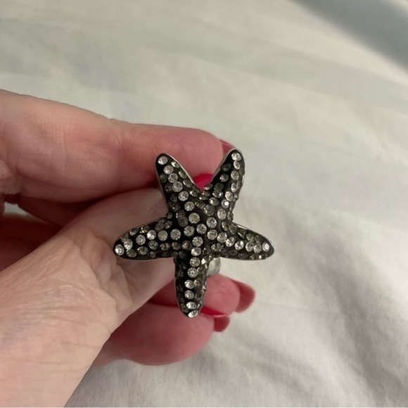 Starfish Ring, CZ/black rhodium/rhodium over stainless steel, size 6 - Picture 5 of 8